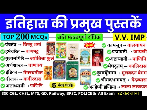 इतिहास की प्रमुख पुस्तकें | History Important Books | प्राचीन पुस्तक और उनके लेखक |Books and Authors