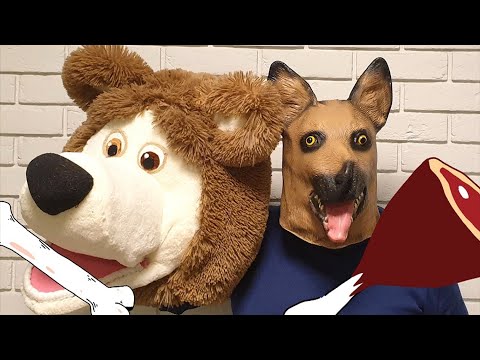 Cat, Bear or Dog Mask comedy videos by Arsenii   كلب كبير الدهون والبالونات