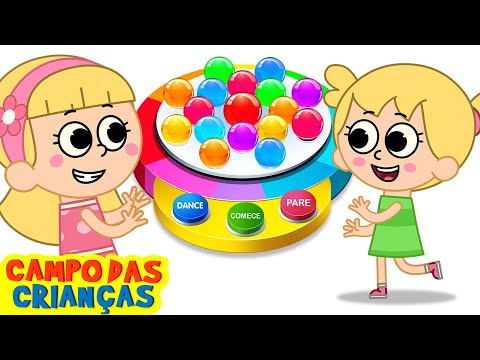 Máquina de dança de bolas surpresa com Elly | Vídeos divertidos de aprendizagem | Campo das Criancas