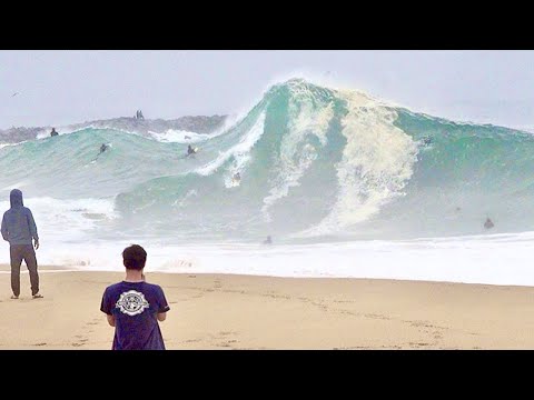 Surfers charge XXL Wedge and chasing FREAK Slab waves!