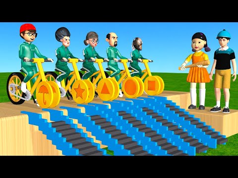 Squid Game vs Scary Teacher 3D Put in Key Dalgona Candy Shapes Challenge Bicycle Wooden Who's Boss