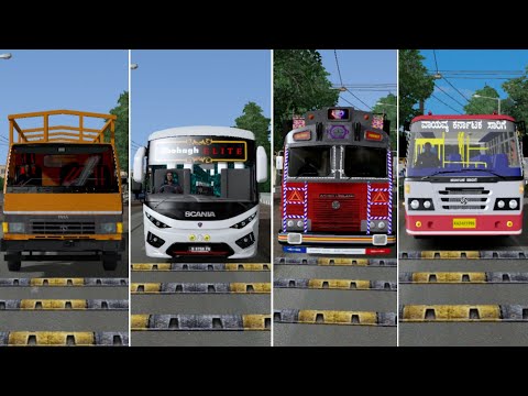 Indian Vehicle On Speedbraker (Ashok Leyland, Force Traveler, Scania, Tata) Speedbraker Testing