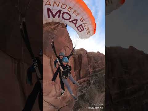 Second Tandem BASE jump in two days! #present #fun #youtubeshorts #goals #utah #moab #bucketlist