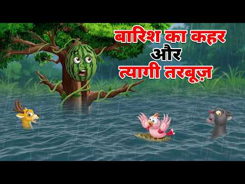 बारिश का कहर और त्यागी तरबूज़ | Barish Ki Kahani | Hindi Cartoon | Tuntuni Bird | Tuni Chidiya Kauwa