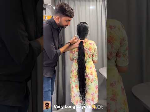 Super long hair butterfly layer haircut #shorts