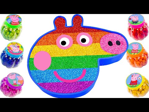 ASMR Video l Mixing All My Rainbow Glitter Slime Into Peppa Pig Bathtub | Yo Yo's Best Slime Ideas