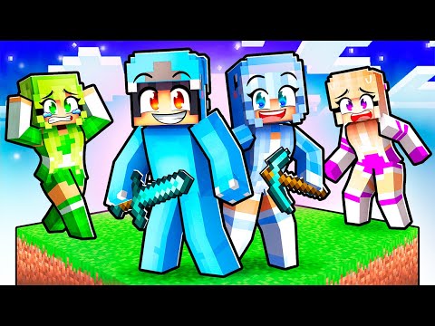 My Twin Sister Meets MY CRAZY FAN GIRLS On ONE CHUNK in Minecraft!