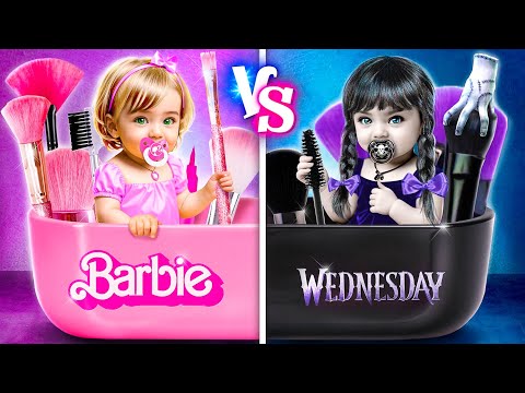 Cambio De Imagen Extremo: ¡Barbie Contra Wednesday! ¡Desafío De Nerd A Barbie Oscura!