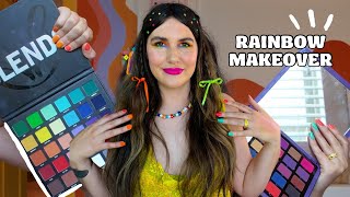 Turning My Face into a Rainbow with Makeup | GRWM IN FULL COLOR!!!🌈✨