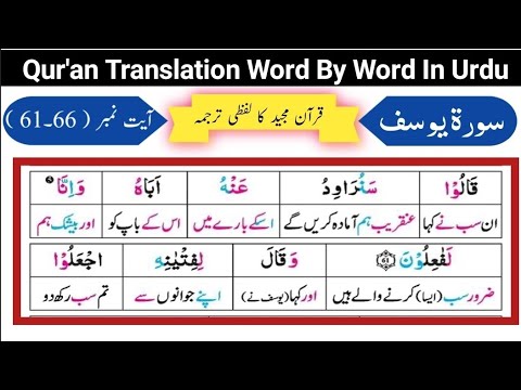 Surat Yousuf 61-66 | Quran Translation Word by Word in urdu | Quran sharif Tarjuma | قرآن ترجمہ