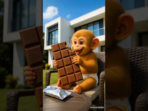 The monkey happily eats the chocolate and also eats the cockroaches along with it 😭 #ai #monkey