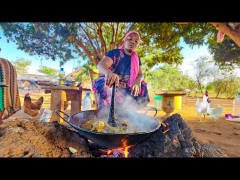 Unbelievable African Village #cooking: The Ultimate Vegetable Fried Rice With Crispy Chicken Recipe!