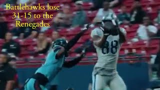 Battlehawks get cooked by the Renegades 31-15