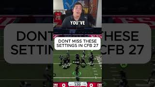 DONT MISS these PRO catching settings in cfb 27... #easports #cfb27 #gaming
