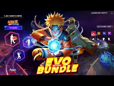 NARUTO LEGENDARY BUNDLE FULL REVIEW FF | NEW EVO BUNDLE EVENT | FREE FIRE NEW EVENT | FF NEW EVENT