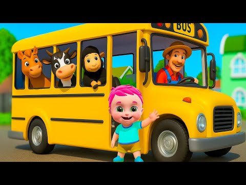 Wheels On The Bus Go Round And Round Animals | Nursery Rhymes and Kids Songs