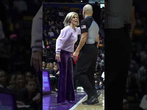 LSU Basketball coach Kim Mulkey in action going off on ref at the PMAC #lsu #kimmulkey
