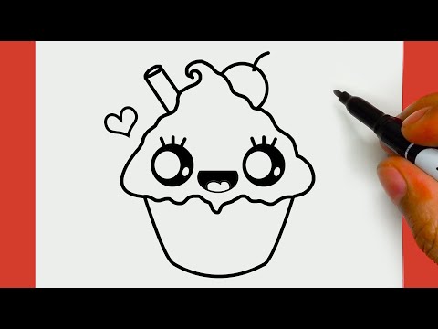 HOW TO DRAW A CUTE CUPCAKE, STEP BY STEP, DRAW Cute things