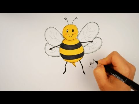 تعليم الرسم للاطفال | تعليم رسم نحلة للمبتدئين خطوة بخطوة - drawing for kids
