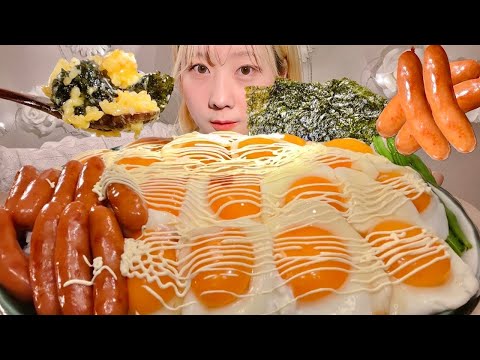 ASMR Fried Egg and Rice【Mukbang/ Eating Sounds】【English subtitles】