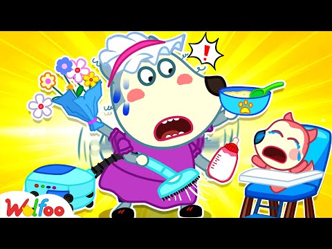 What Is Mommy Doing? | Busy Busy Mommy - Wolfoo Becomes a Mom for 24 Hours | Wolfoo Family