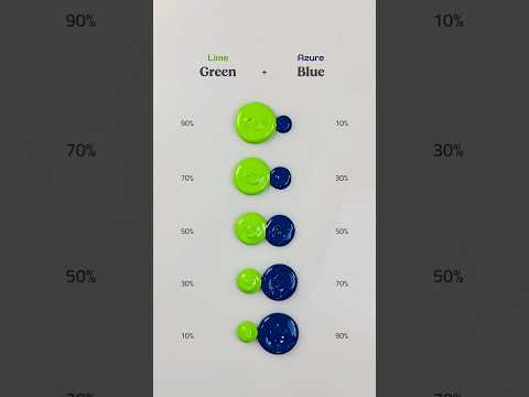 5 vibrant color pairs with Lime Green + Azure Blue ๐จ๐ #colormixing #paintmixing #asmr #art #Painting