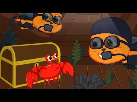 Familia de Gatos - ¡EN BUSCA DEL TESORO HUNDIDO! 🧭💰🌊 Dibujos Animados Para Niños 4K