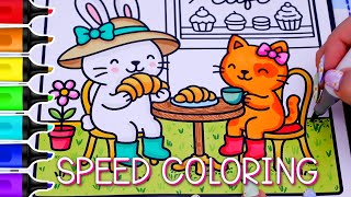Café Cuties ☕️🥐 Coloring Page | Quiet & Satisfying Coloring Video | Ohuhu Art Markers