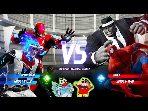 OGGY VS. SHINCHAN HULK & SPIDERMAN VS. GHOST RIDER & IRONMAN FIGHT