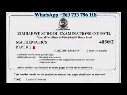 Zimsec June 2017 Maths Past Exam