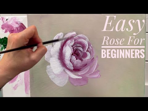 EASY ROSE 🌹 Acrylic Painting Tutorial For Beginners