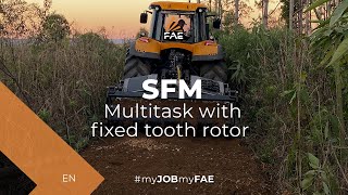 Video - SFM - FAE SFM - multitask forestry mulcher, tiller and rock crusher working with Valtra tractor in Brasil