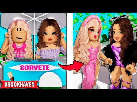 AS MENINAS que VENDIAM SORVETES FICARAM RICAS | Historinhas Brookhaven Roblox | Bibi e Lud