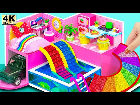 (Easy) DIY Super Unique Mini House with Rainbow Slide & Mini Swimming Pool 🎀 DIY Miniature House