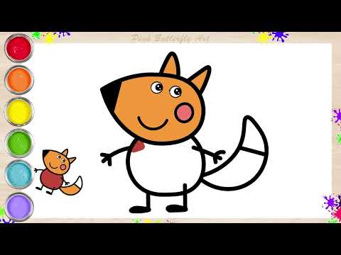 Freddy Fox, Peppa Pig Friend Drawing and Coloring for Kids Toddlers Preschoolers #pinkbutterflyart