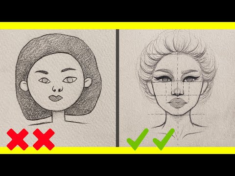 تعلم الرسم : اخطاءك في رسم نسب الوجه وكيف ترسمها بشكل صحيح | رسم بورتريه بالرصاص للمبتدئين