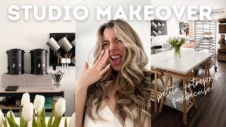 STUDIO MAKEOVER | Nouvel espace de travail, coffee bar, petit salon cozy, organisation et plus!