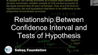 Relationship Between Confidence Interval and Tests of Hypothesis