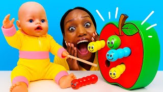 I can't do anything! The baby doll will try different types of toy fishing and play with toys.