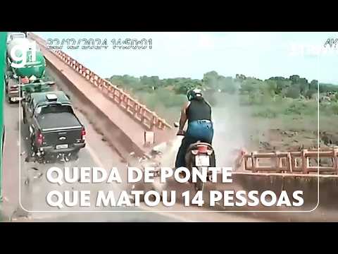 Novas imagens mostram momento em que caminhões e moto são arremessados em desabamento de ponte