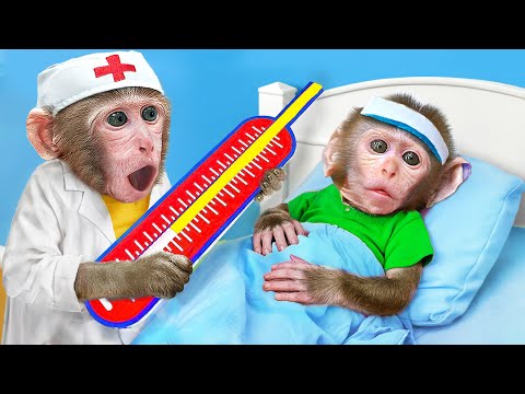 KiKi Monkey pretend Doctor Check Up Take Care of Baby Got Sick as Good Brother | KUDO ANIMAL KIKI