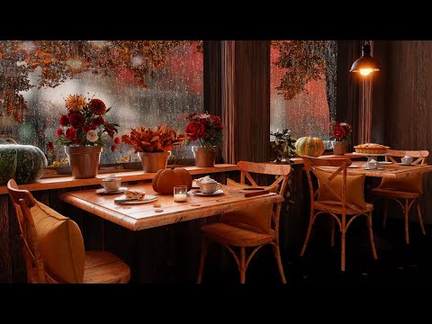 Autumn Cafe Ambience | Super Cozy Rain, Chatter & Distant Thunder Sounds