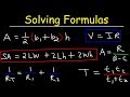 Solving for Specified Variables in Formulas
