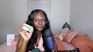 HOT PINK Acrylic Nail Tapping ASMR Trident Gum Chewing Sounds