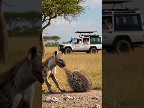 Hyena Fails to Defeat a Porcupine Protected by Sharp Quills!