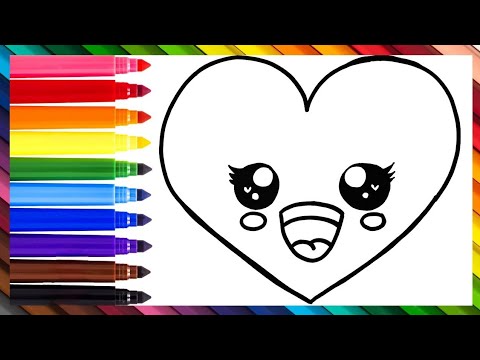 Dibuja y Colorea Un Lindo Corazón❤️🧡💛💚💙💜🌈 Dibujos Para Niños