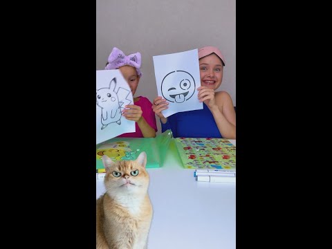 👩‍🎨 Coloring Fun with Elder & Little Sister! Watch Their Creative Sibling Bond! 🎨🤗 #reaction #cat