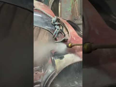Pressure washing the paint off a Jaguar mk2 after a chemical dip. #cars #satisfying #restoration