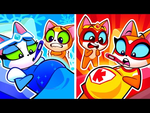 Hot VS Cold Pregnant Mom ❄️ Opposite Challenge 🌟 Preschool Learning Videos For Kids