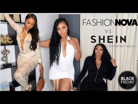 FASHION NOVA VS SHEIN CLOTHING HAUL | SISTER RATES MY OUTFITS @AshleyDeshaun